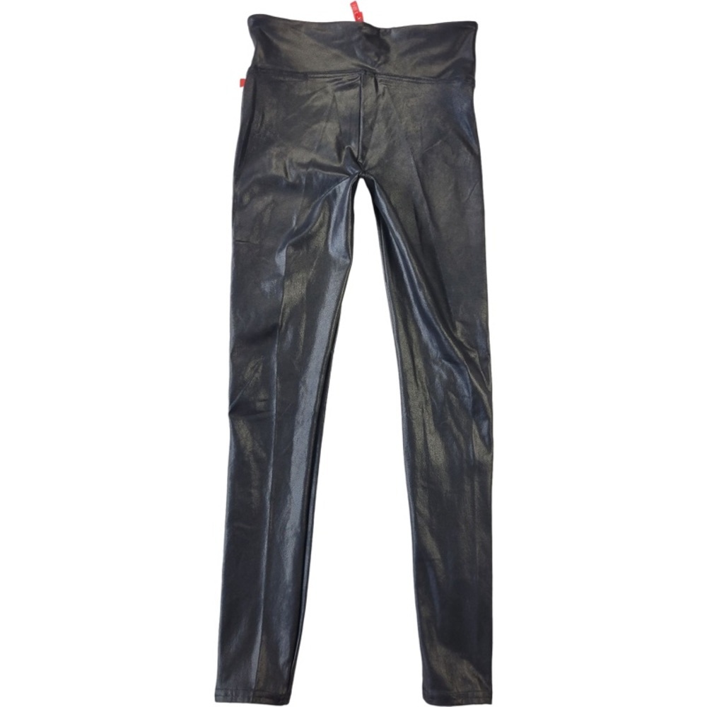 NWT SPANX Faux Leather Black with white Side Stripe Leggings Size S - Picture 14 of 14